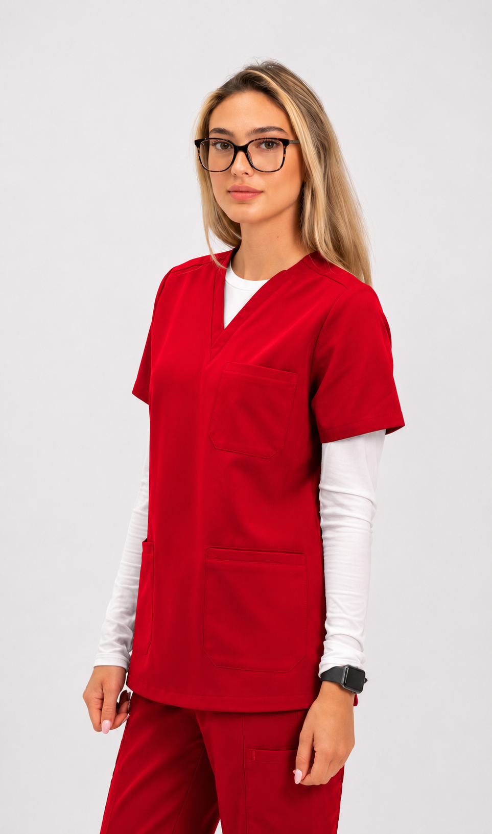 Victoria Scrub Top - Ruby Red