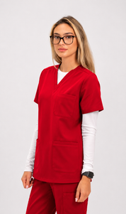 Victoria Scrub Top - Ruby Red
