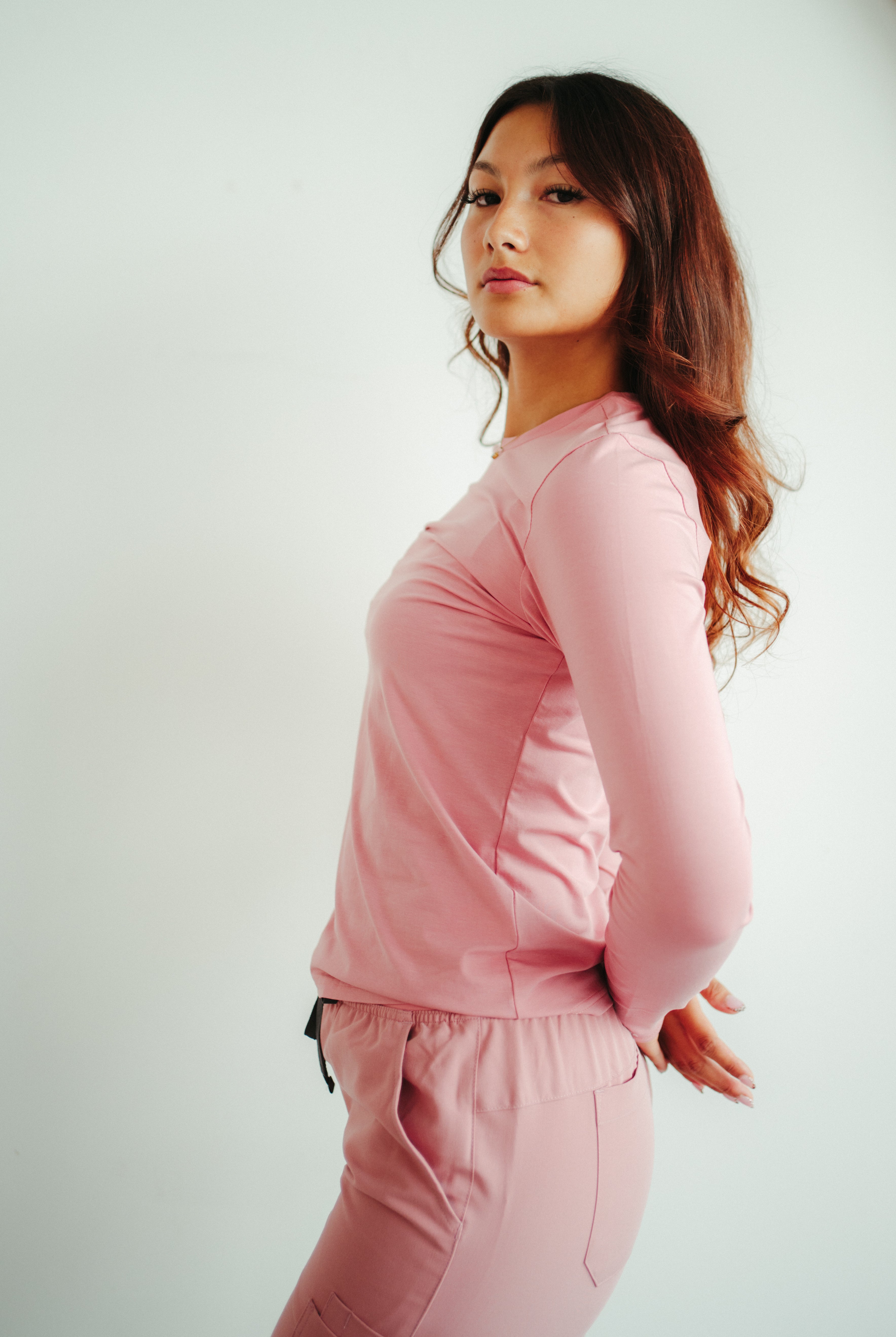 Maillots de Corps à manches longues Amelia - Rose - Sous-tunique pour la sensibilisation au cancer du sein