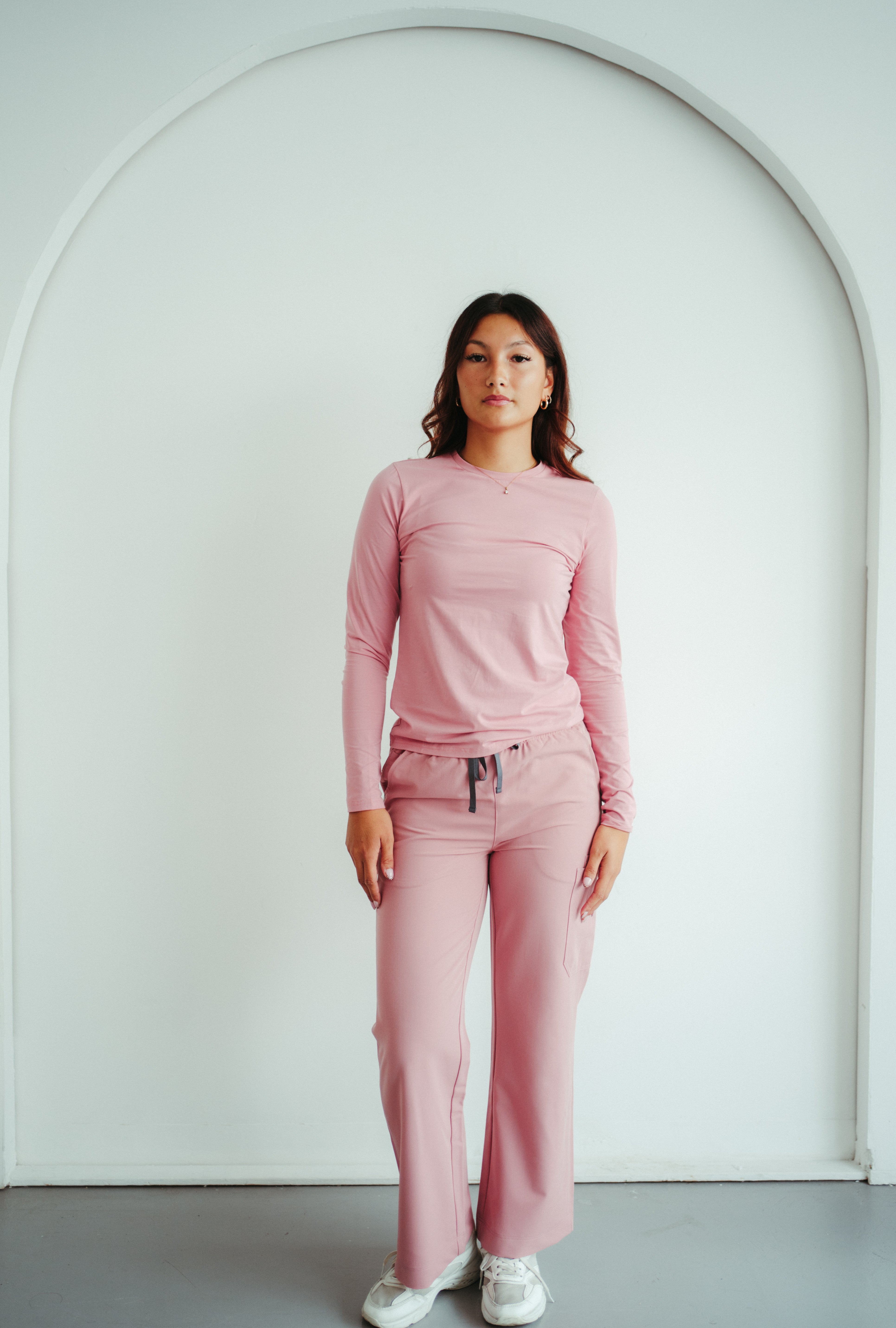 Maillots de Corps à manches longues Amelia - Rose - Sous-tunique pour la sensibilisation au cancer du sein