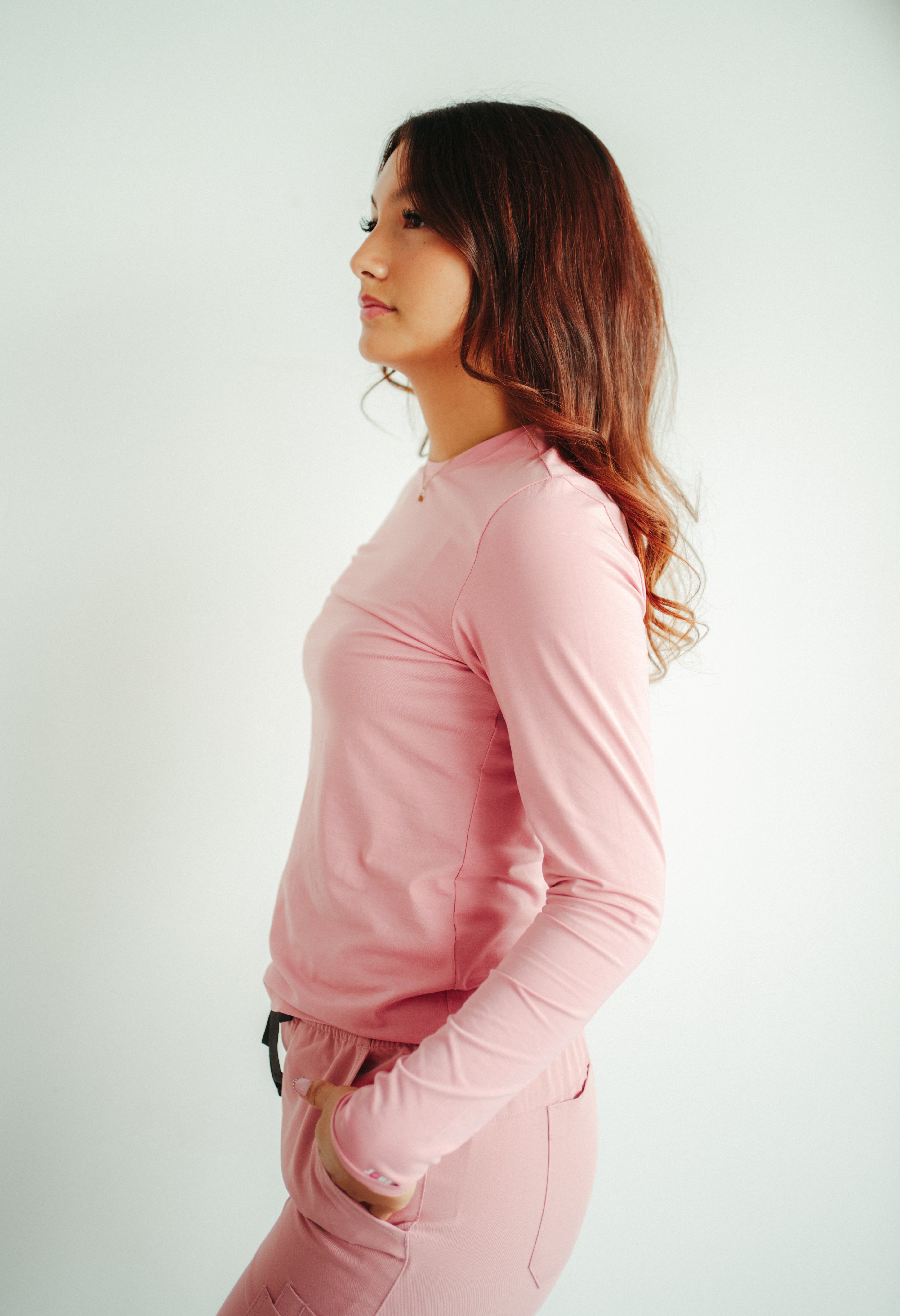 Maillots de Corps à manches longues Amelia - Rose - Sous-tunique pour la sensibilisation au cancer du sein
