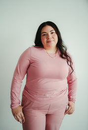 Maillots de Corps à manches longues Amelia - Rose - Sous-tunique pour la sensibilisation au cancer du sein
