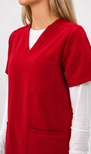 Victoria Scrub Top - Ruby Red