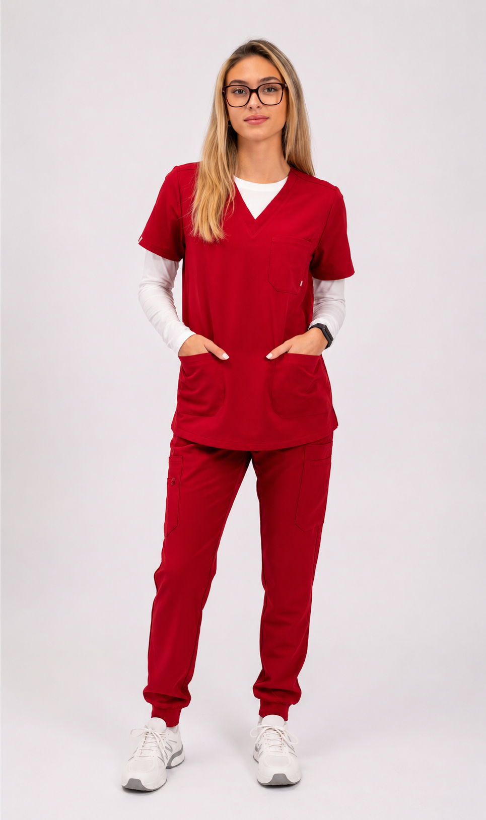 Victoria Scrub Top - Ruby Red