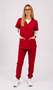 Victoria Scrub Top - Ruby Red