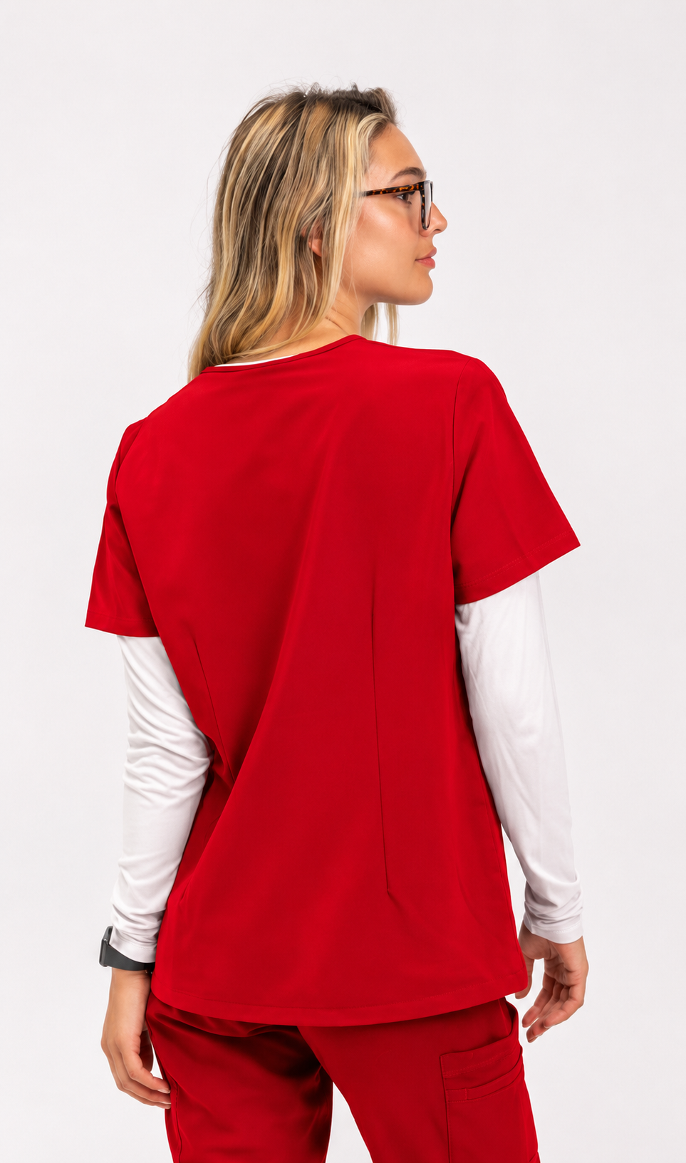 Victoria Scrub Top - Ruby Red