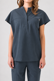 Ophelia Cap Sleeve Scrub Top - Pewter