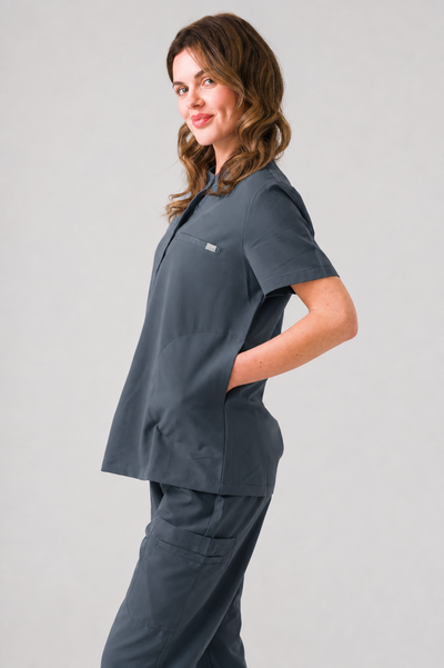Gloria Scrub Top -Pewter