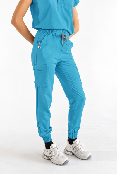 Anastasia Jogger Scrub Pants -  Cyan Blue