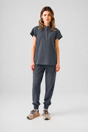 Ophelia Cap Sleeve Scrub Top - Pewter