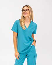 Olivia Scrub Top - Cyan Blue