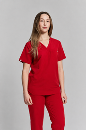 Olivia Scrub Top - Ruby Red