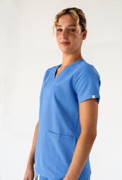 Victoria Scrub Top - Ceil Blue