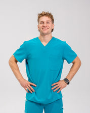 Liam Scrub Top - Cyan Blue