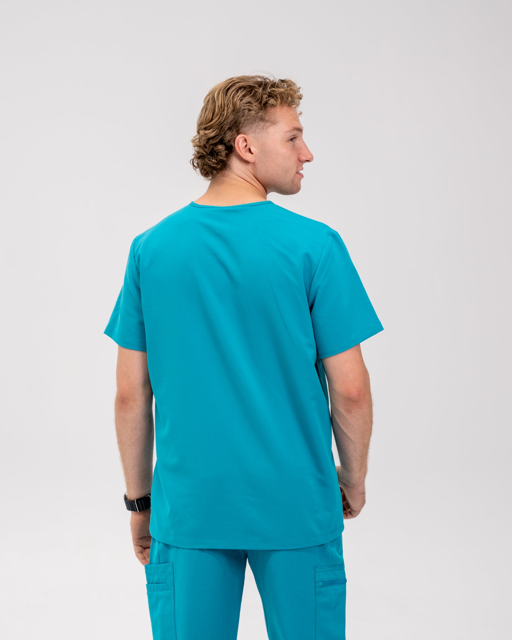 Liam Scrub Top - Cyan Blue