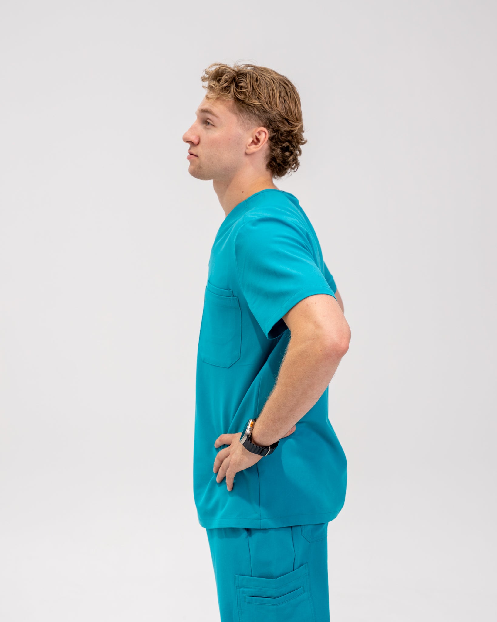 Liam Scrub Top - Cyan Blue