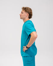 Liam Scrub Top - Cyan Blue
