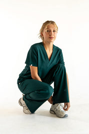 ACE Wide Leg Scrub Pants - Pine