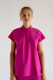 Haut d'uniforme médical Ophelia à manches courtes – Fuchsia