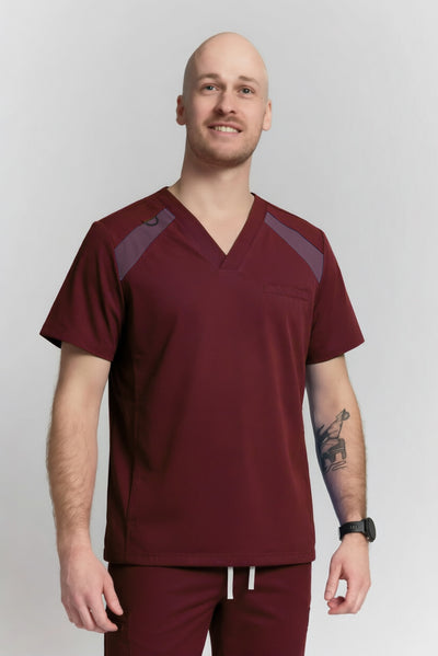 Galen Scrub Top Burgundy