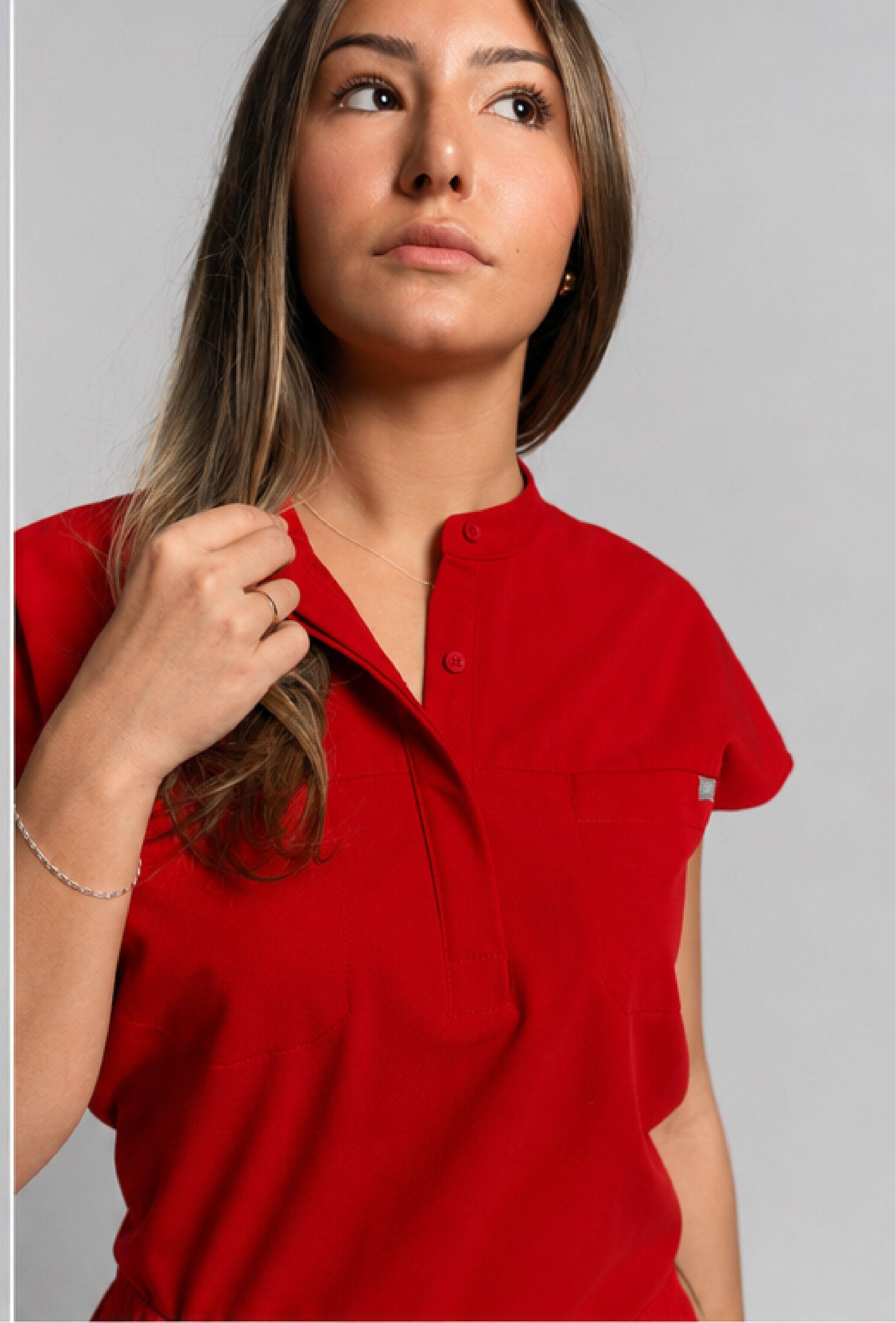 Ophelia Cap Sleeve Scrub Top - Ruby Red