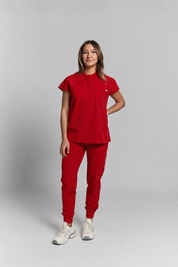 Ophelia Cap Sleeve Scrub Top - Ruby Red