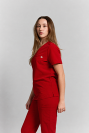 Olivia Scrub Top - Ruby Red