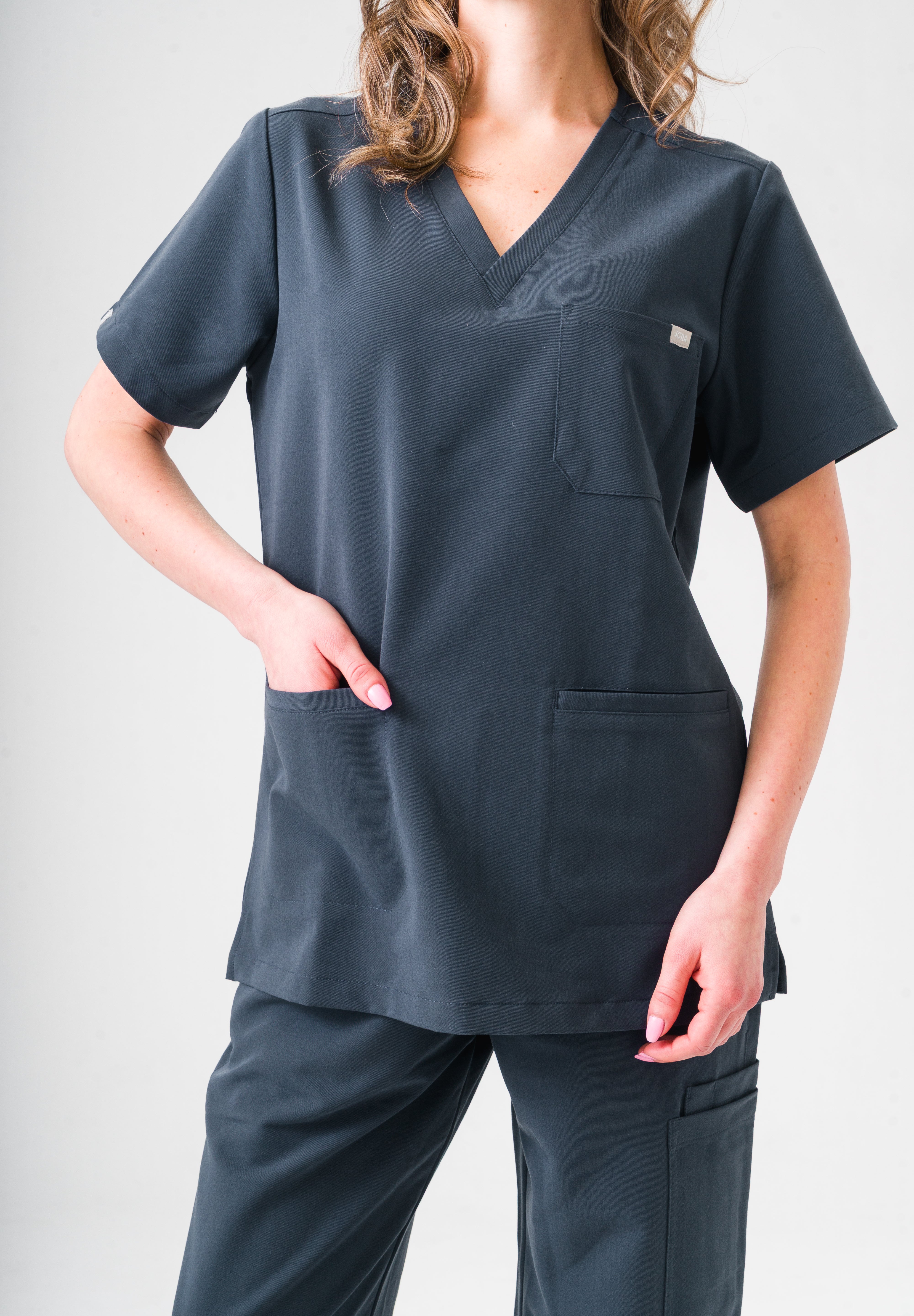 Victoria Scrub Top - Pewter