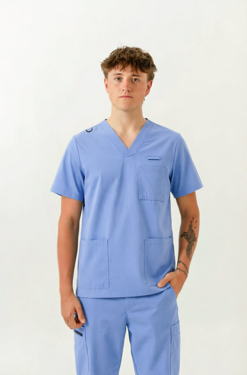 William Scrub Top- Ceil Blue