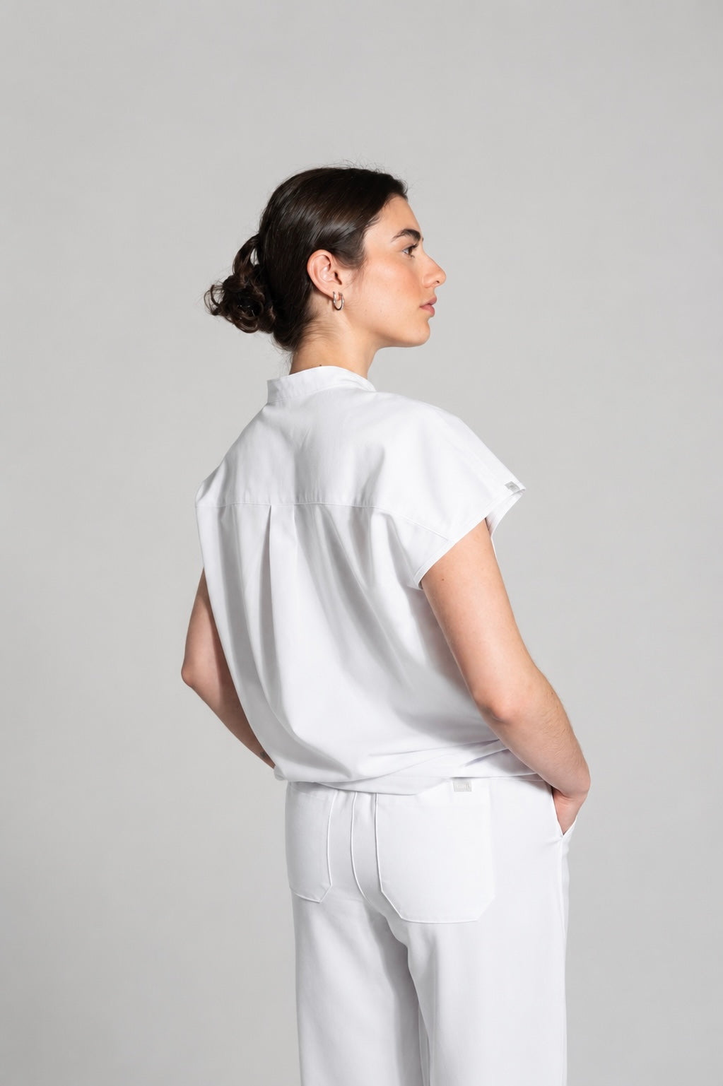 Ophelia Cap Sleeve Scrub Top - White