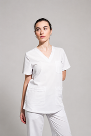 Victoria Scrub Top - White