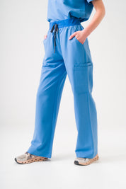 ACE Wide Leg Scrub Pants - Ceil Blue