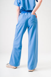 ACE Wide Leg Scrub Pants - Ceil Blue