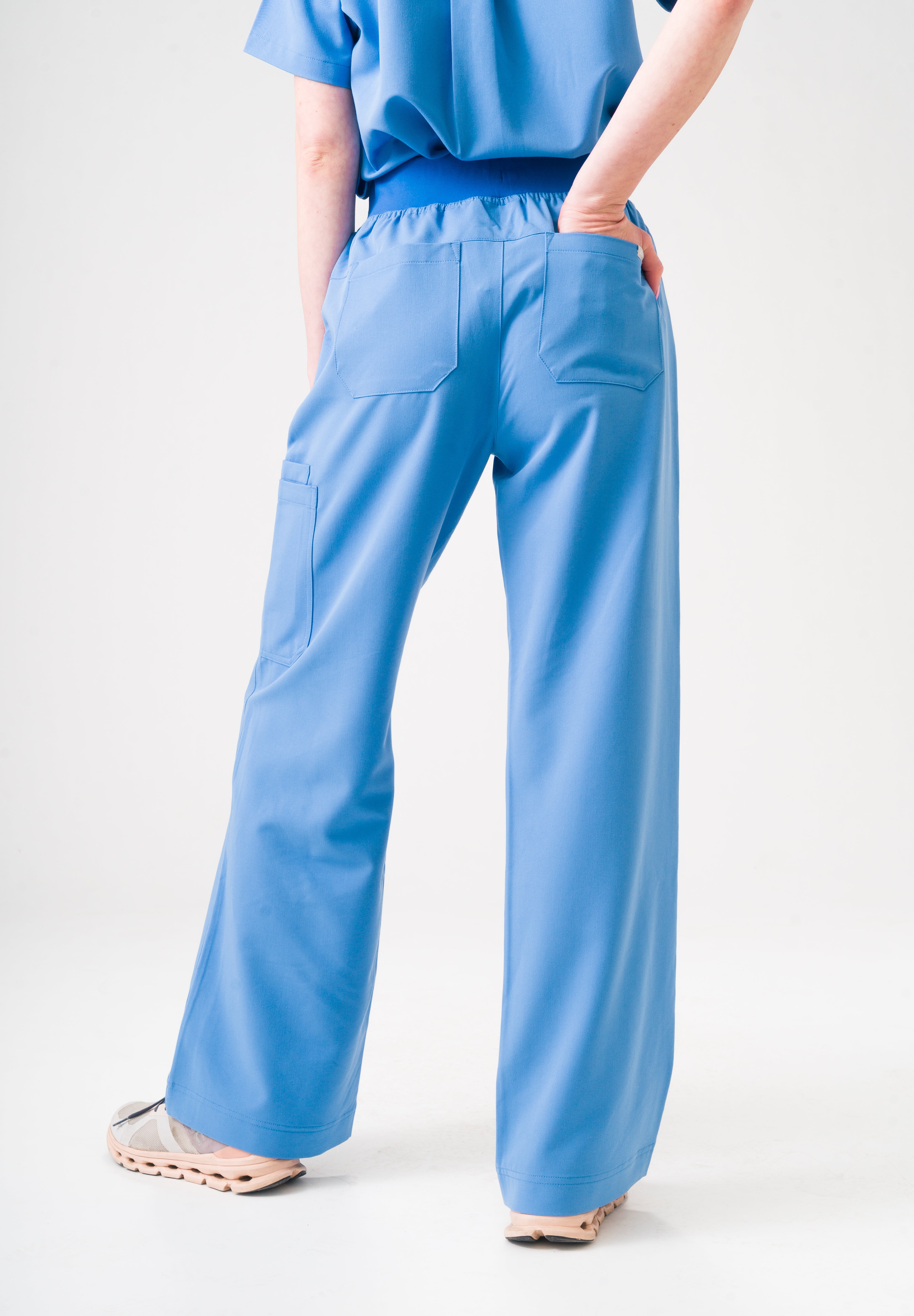 ACE Wide Leg Scrub Pants - Ceil Blue