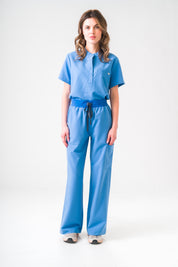 ACE Wide Leg Scrub Pants - Ceil Blue