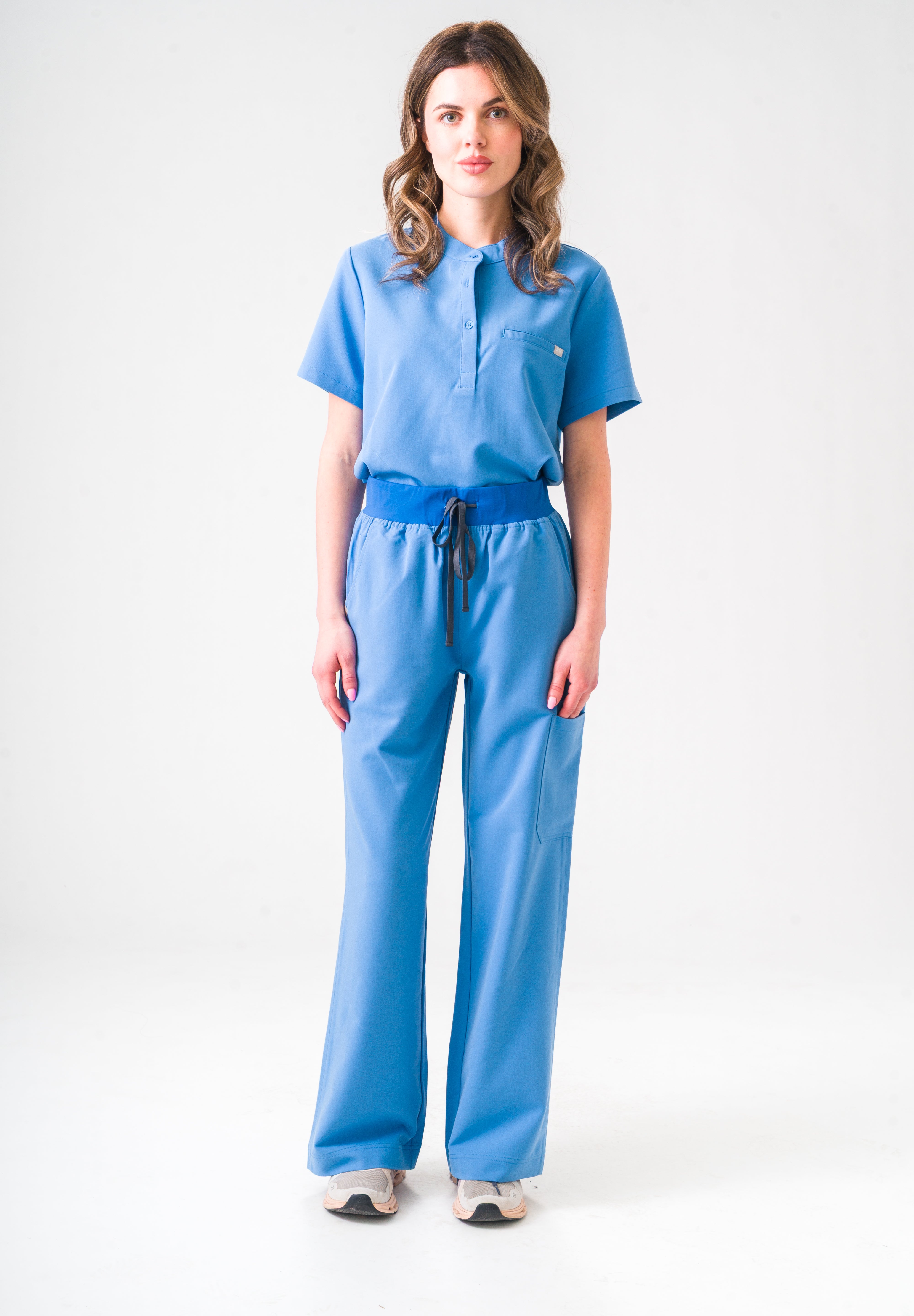 ACE Wide Leg Scrub Pants - Ceil Blue