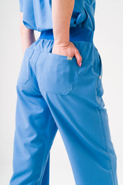 ACE Wide Leg Scrub Pants - Ceil Blue