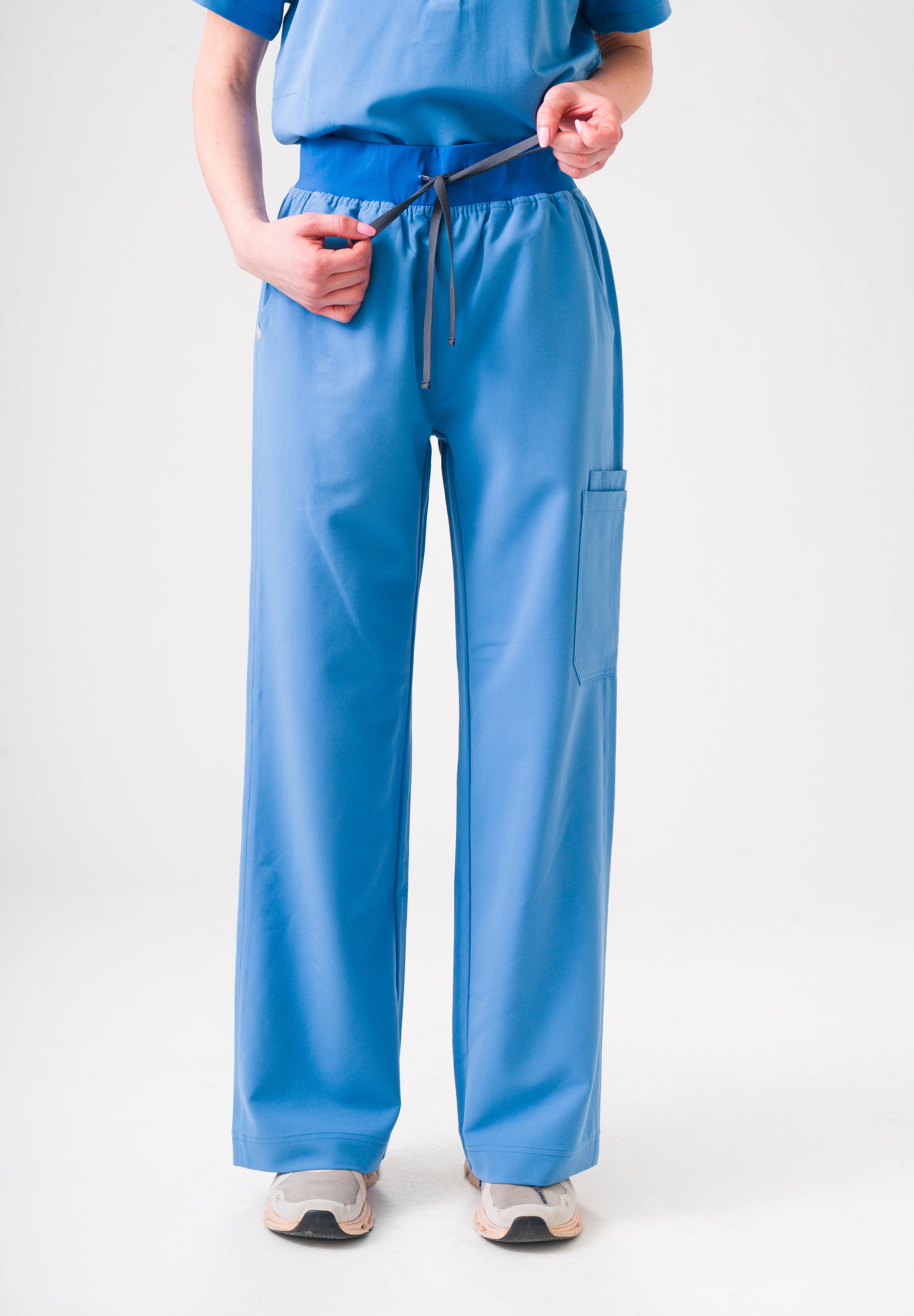 ACE Wide Leg Scrub Pants - Ceil Blue
