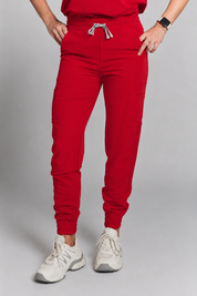 Anastasia Jogger Scrub Pants - Ruby Red