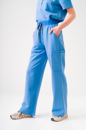 ACE Wide Leg Scrub Pants - Ceil Blue