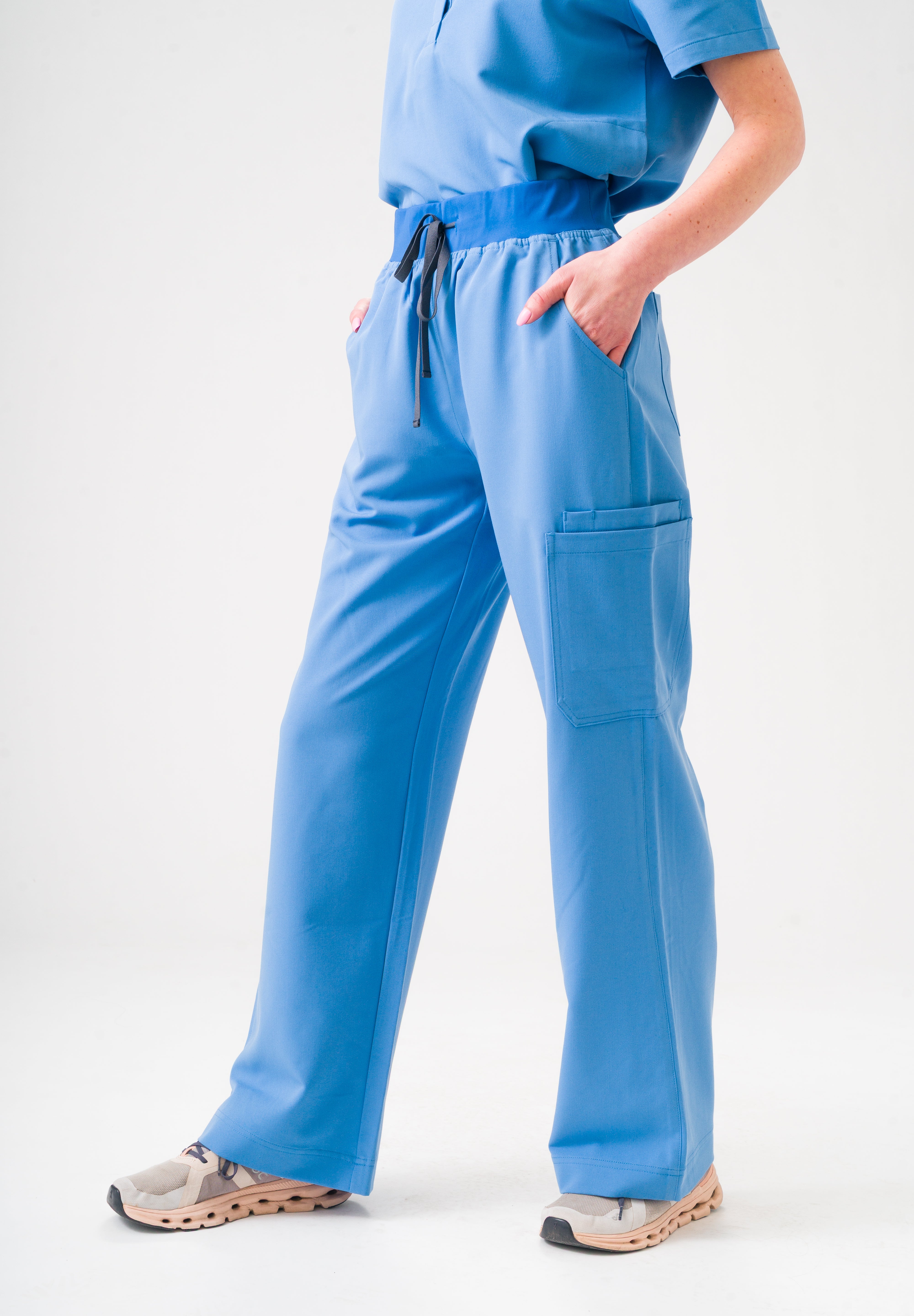ACE Wide Leg Scrub Pants - Ceil Blue