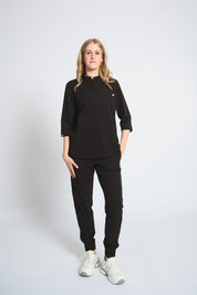Blouse médicale Cecilia, manches mi-longues - Noir
