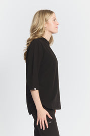 Blouse médicale Cecilia, manches mi-longues - Noir