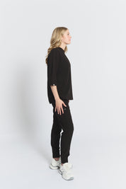 Blouse médicale Cecilia, manches mi-longues - Noir