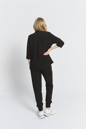 Blouse médicale Cecilia, manches mi-longues - Noir