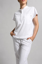 Ophelia Cap Sleeve Scrub Top - White