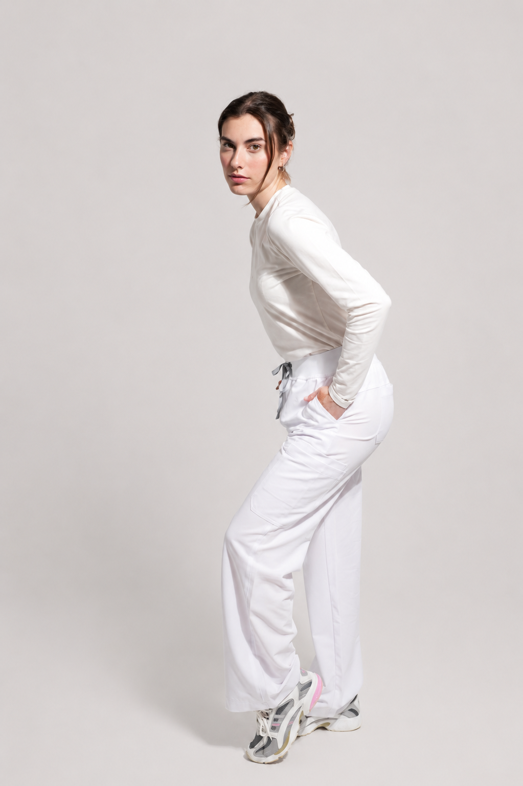 ACE Wide Leg Scrub Pants - White
