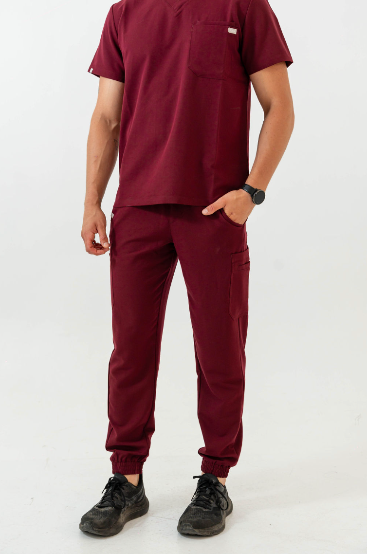 Pantalon de jogging de gommage Kian - Bordeaux
