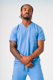 Liam Scrub Top - Ceil Blue