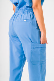 Lulu Straight Leg Scrub Pants - Ceil Blue